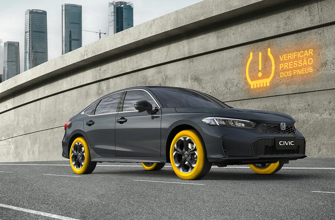 Civic Híbrido - Segurança - Alerta de pressão dos pneus - TPMS