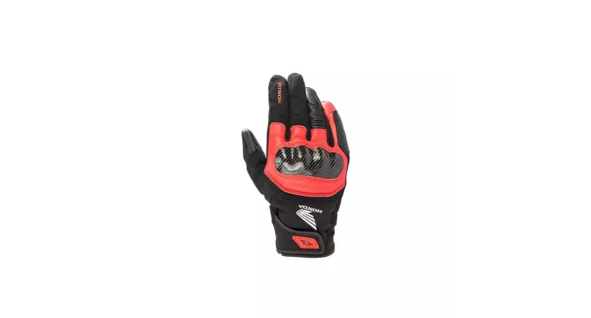 Luva para motocicleta Honda preta com vermelho