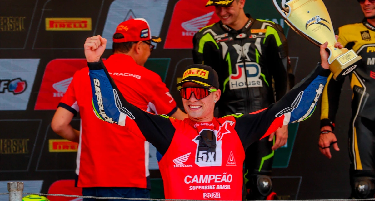 Piloto Eric Granado no Podio da Superbike Brasil 2024
