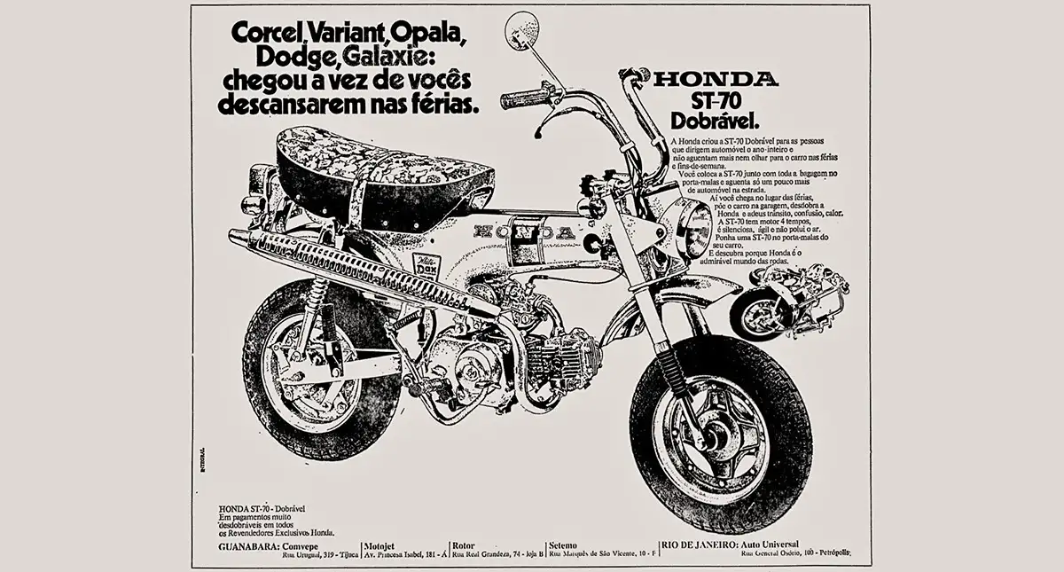 Anúncio da Honda ST-70 Dobrável - 1973