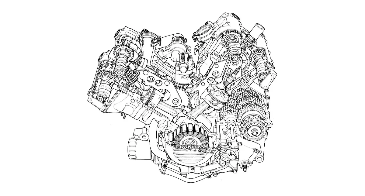 Motor v4 em formato de desenho não colorido
